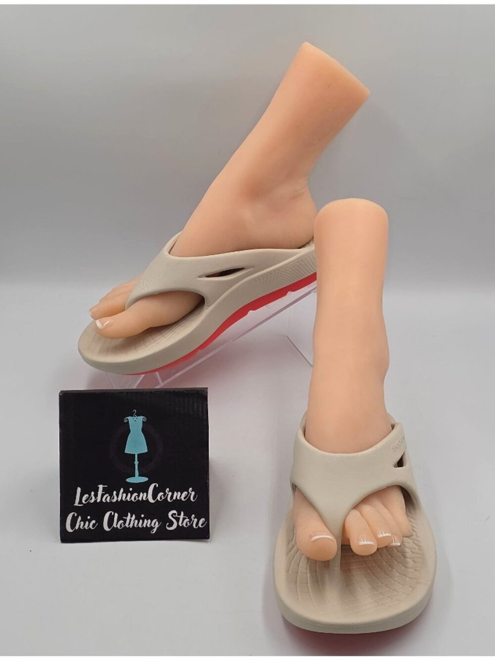Skechers Women Beige Coral Go Recover Refresh Arch Fit Flipflop Sandal Sz 6 3827